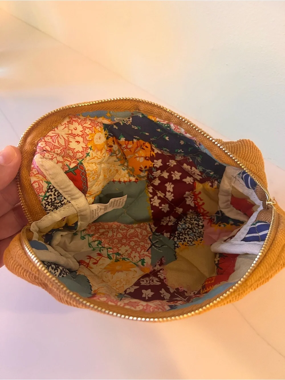 Sézane Quilted Corduroy Makeup Bag in Mustard NWT